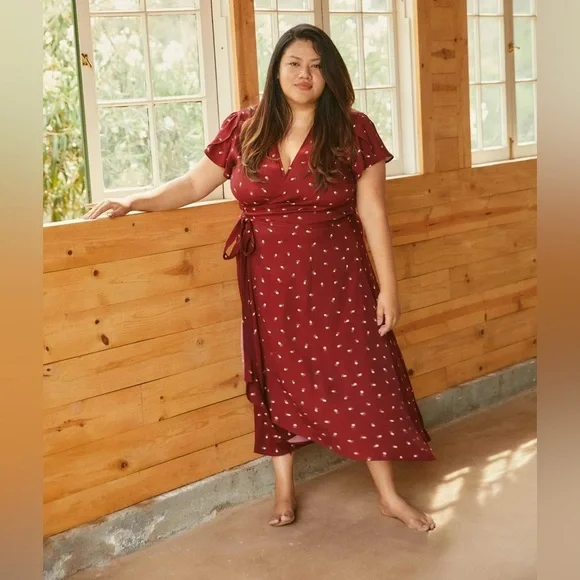 NWT Christy Dawn The Autumn wrap dress in red floral - Picture 1 of 8